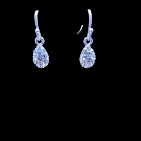 Swarovski Crystal Teardrop Earrings Silver Holiday Gift Sparkle Glam Christmas - Picture 3 of 6